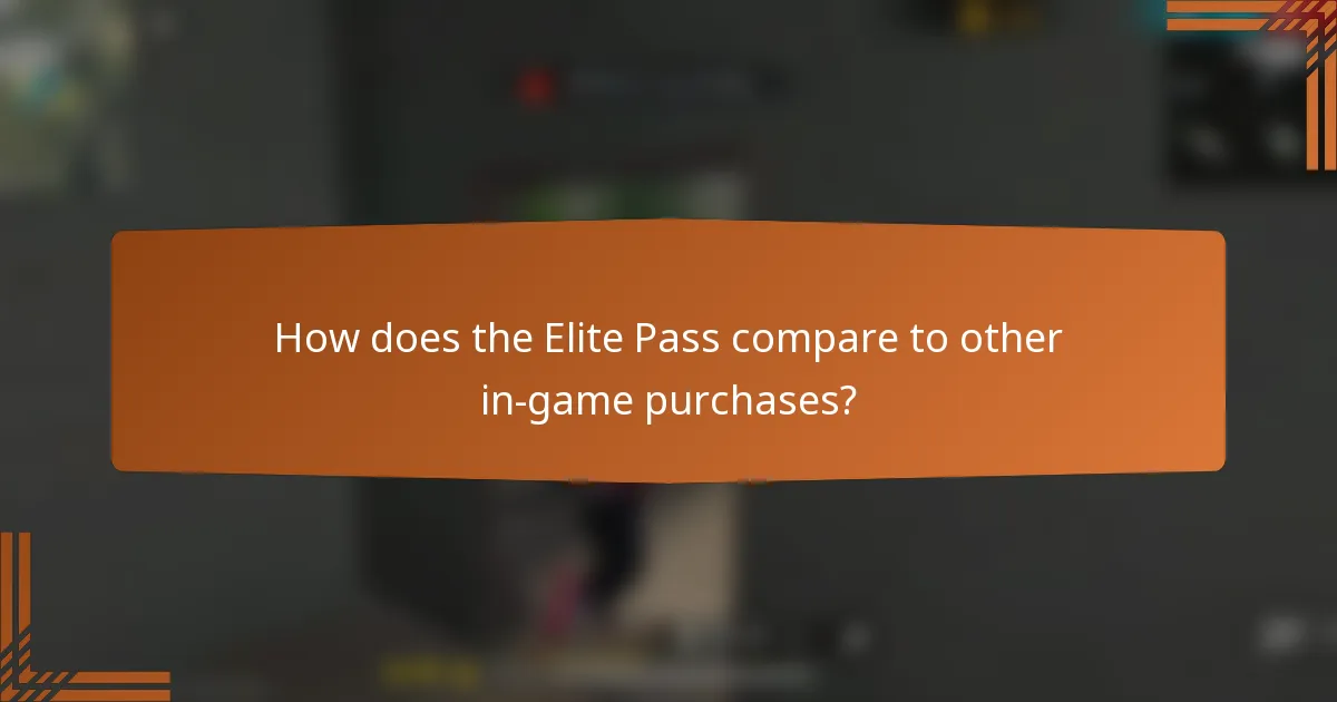 How does the Elite Pass compare to other in-game purchases?